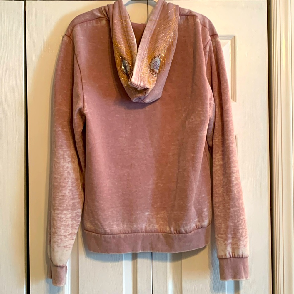 Kings of Cole, sparkly peacock hood zip up sweat jacket hoodie, size medium, GOC